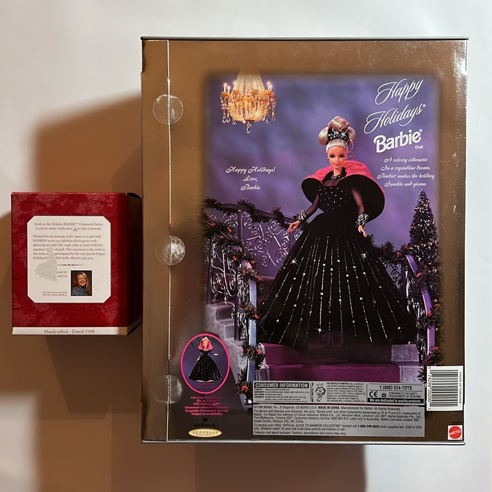 Vintage 1998 Happy Holidays Barbie Doll Special Edition Mattel & Ornament - Picture 2 of 11